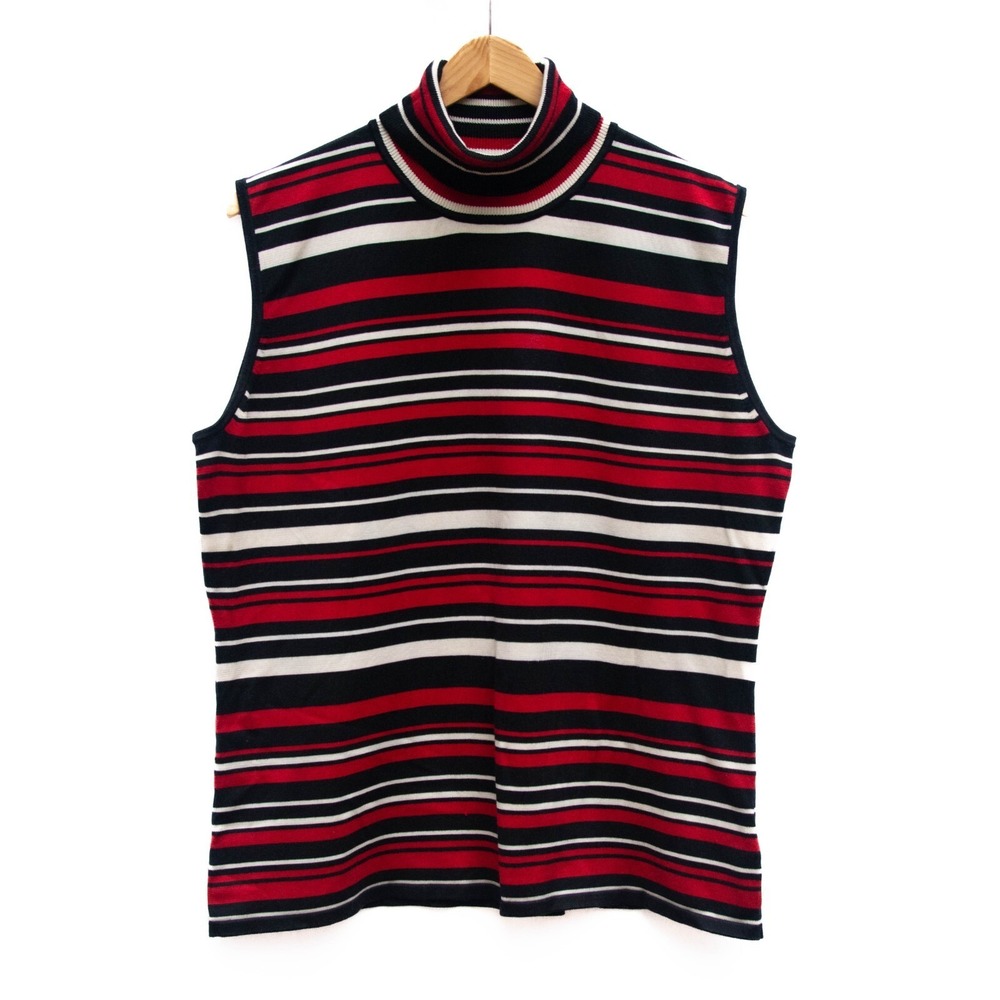 Vtg Jones New York Sleeveless Top XL Striped Knitted Silk Blend Colorful Layer